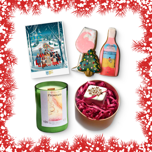 Ukrainian Christmas Wine Boxes with Candles, Stoppers, Folk Gifts and Wines