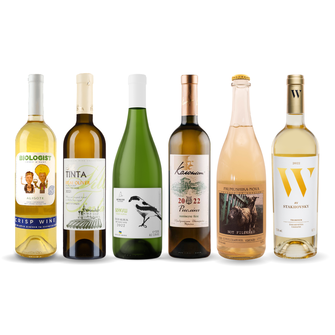 Ukraine White Wine Selection Case of 6 mixed white wine. Ukrainian