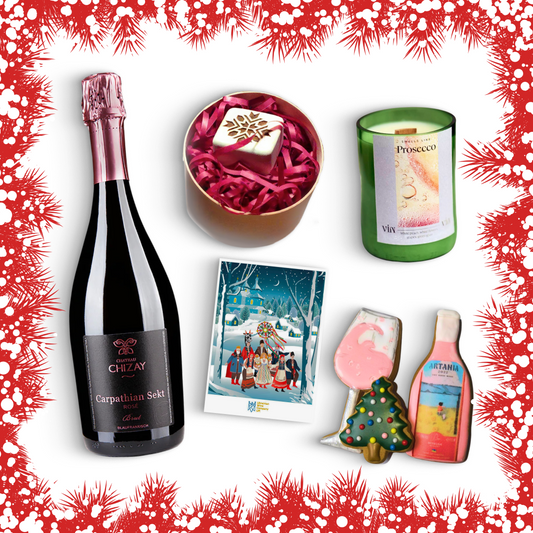 Christmas Gift Box With Sparkling Wine